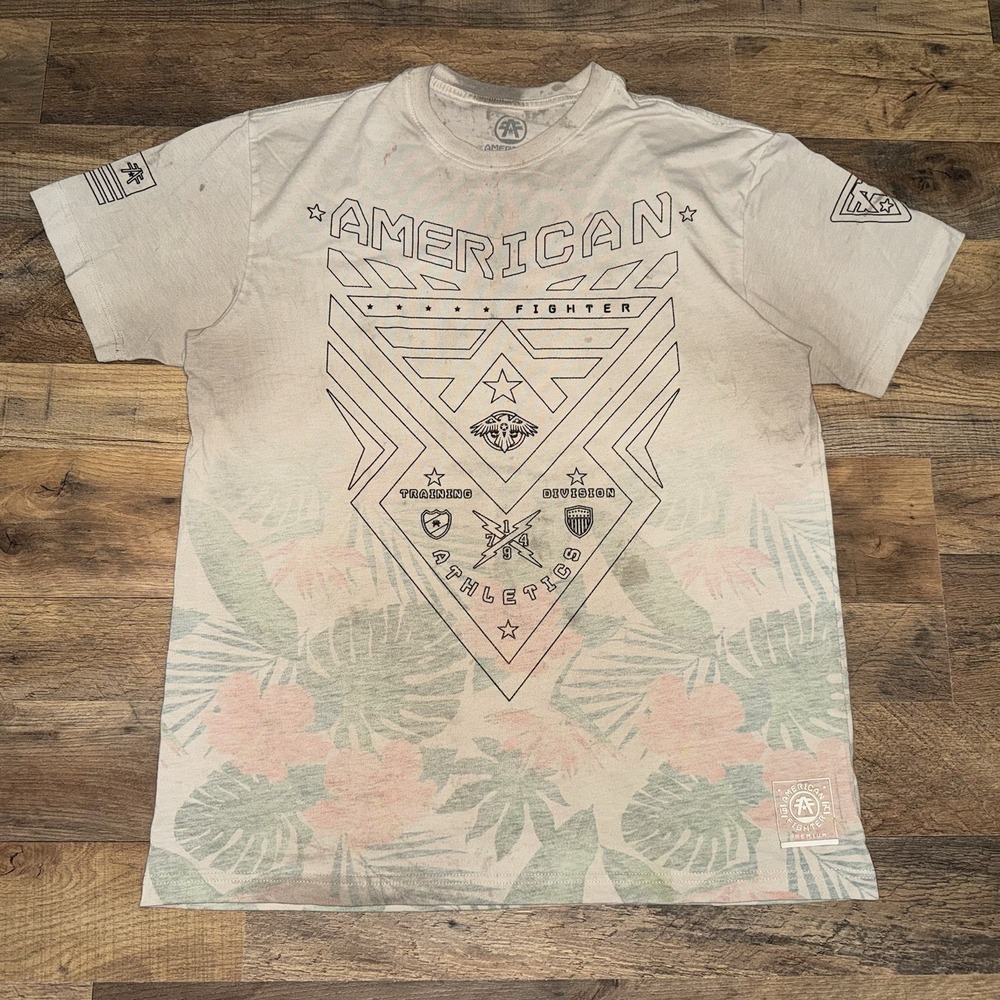 American Fighter Short Sleeved Shirt White Floral Mens XL